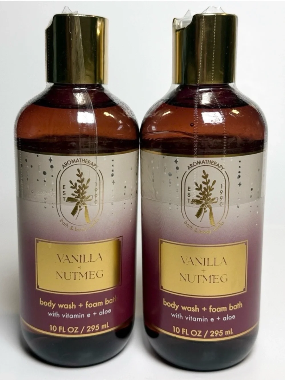 Bath & Body Works Vanilla Nutmeg Body Wash + Foam Bath, 2 - 10 FLOZ Bottles